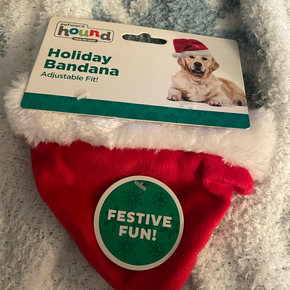 Outward Hound Red Holiday Bandana with White Trim